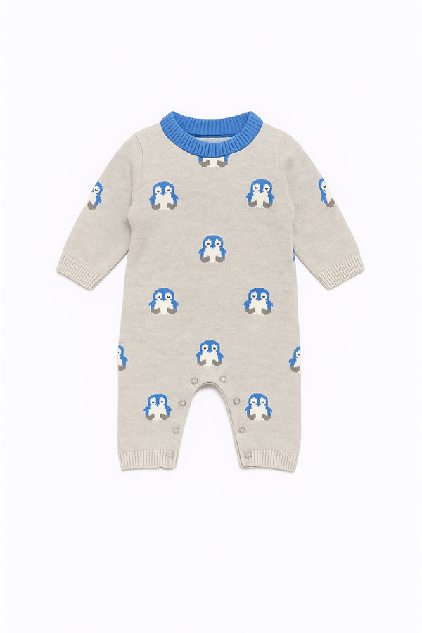 Prenatal Baby Knitted Romper Penguin Print (Newborn to 12 Months)